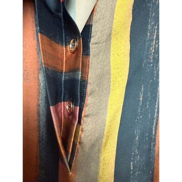 BURU Striped Satin Fall Blouse Sz. S - Picture 3 of 7